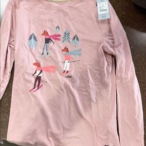 Pink Kids Ski Graphic Long Sleeve Shirt